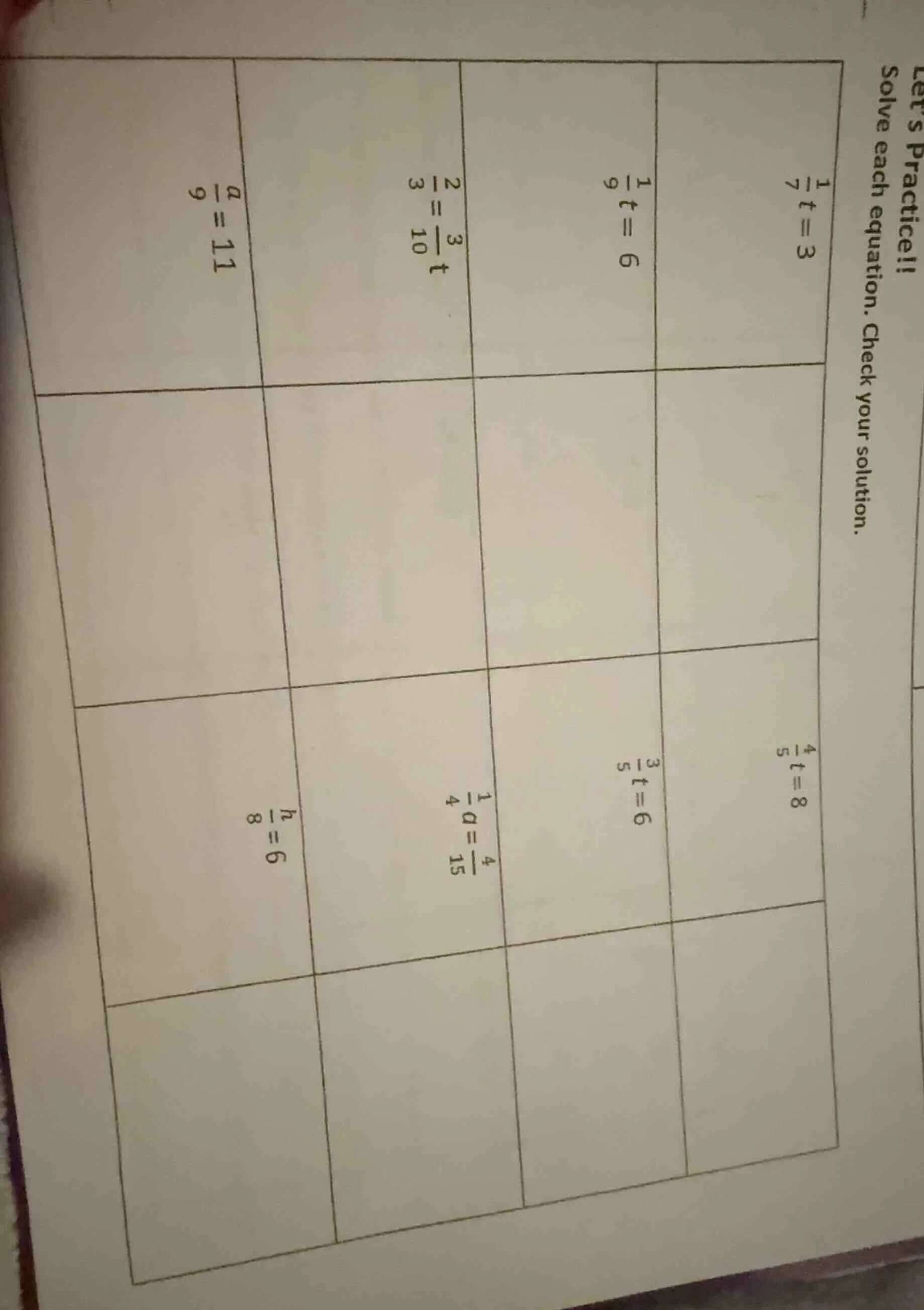 lets practice!! solve each equation. check your solution. \\(\frac{1}{7…