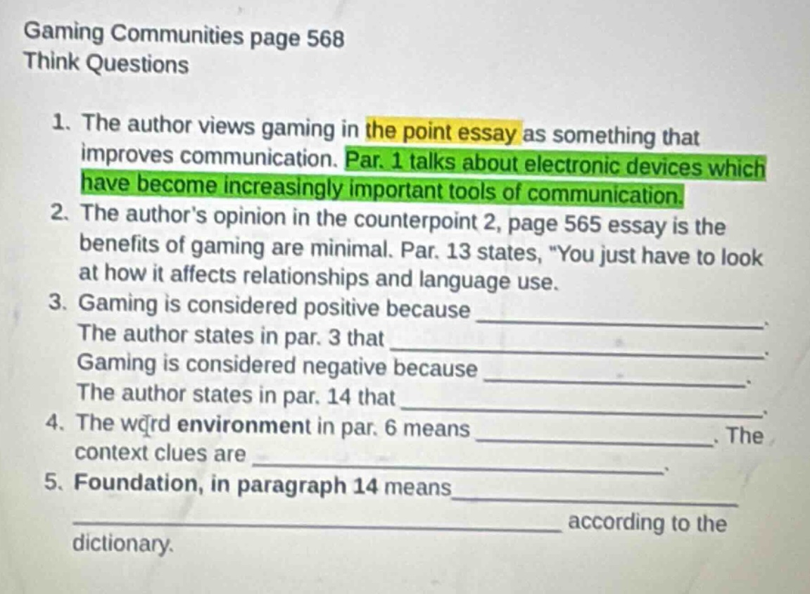 gaming communities page 568 think questions 1. the author views gaming …