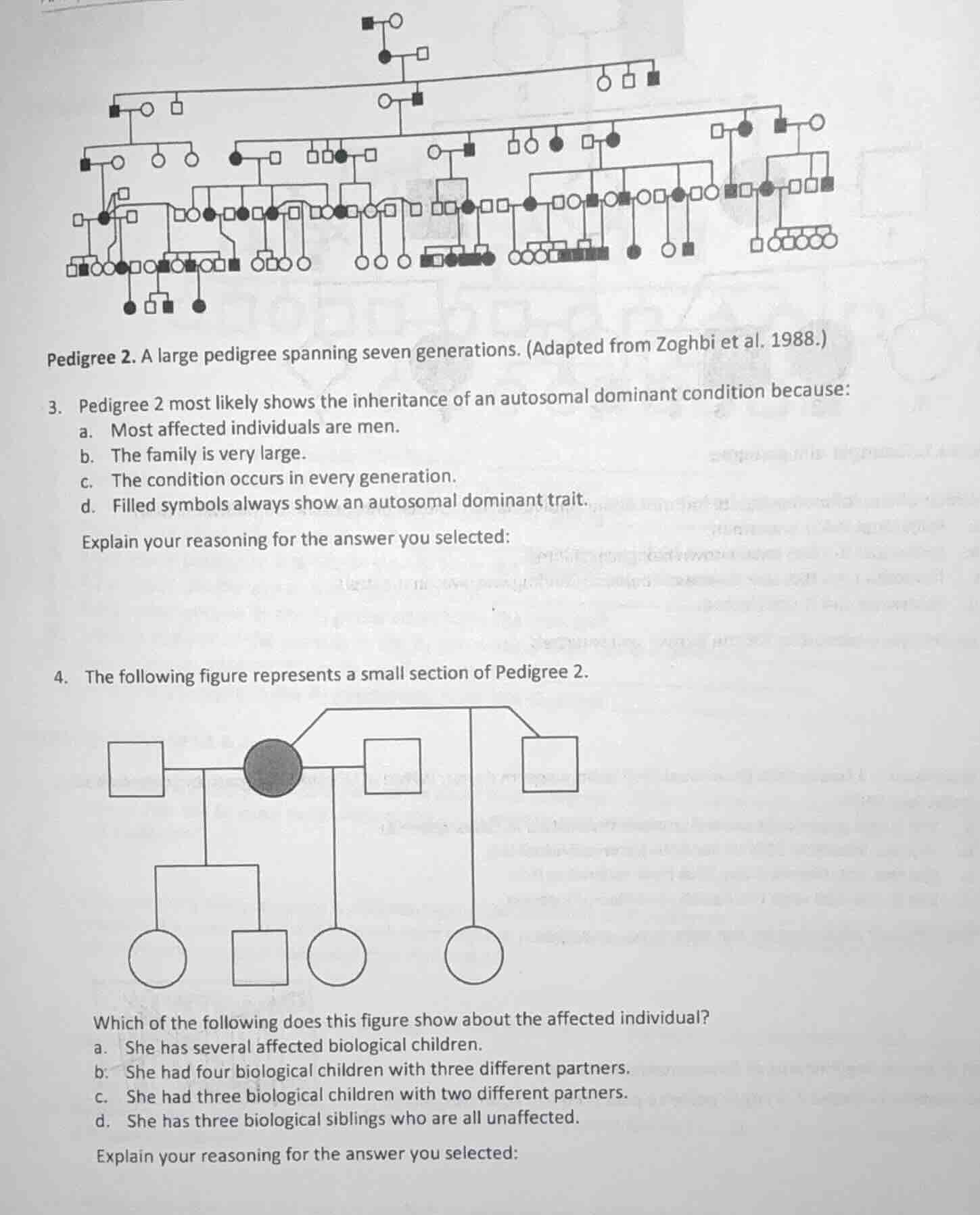 pedigree 2. a large pedigree spanning seven generations. (adapted from …
