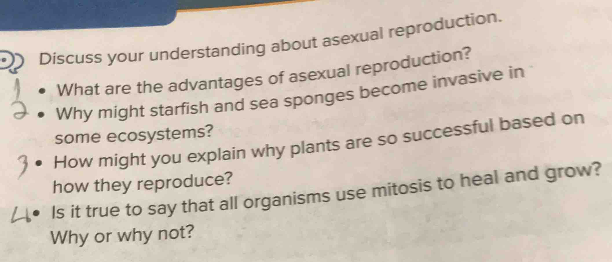 discuss your understanding about asexual reproduction. - what are the a…
