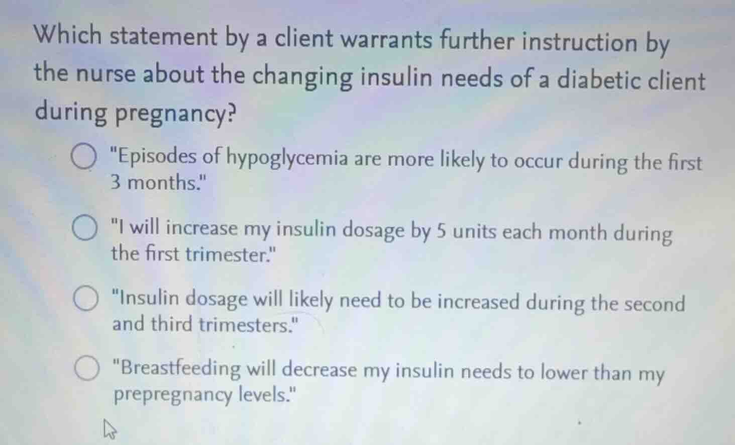 which statement by a client warrants further instruction by the nurse a…