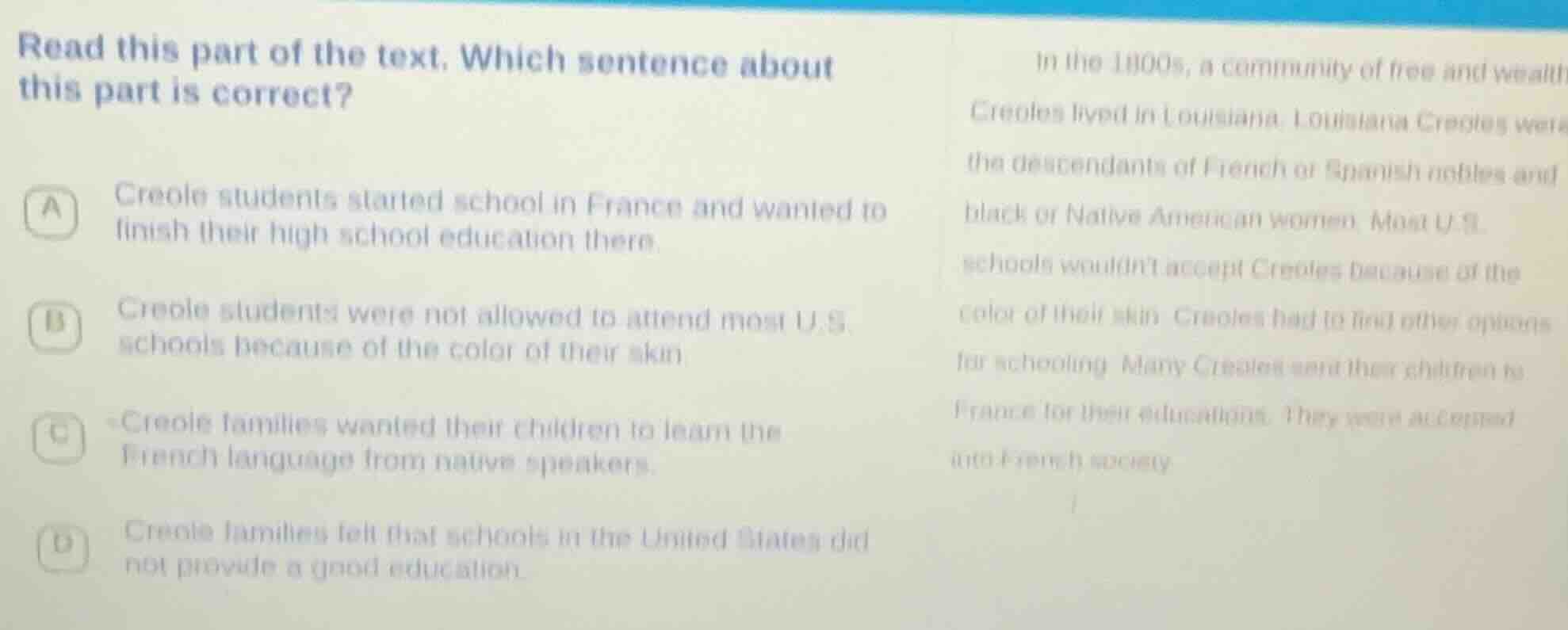 read this part of the text. which sentence about this part is correct? …