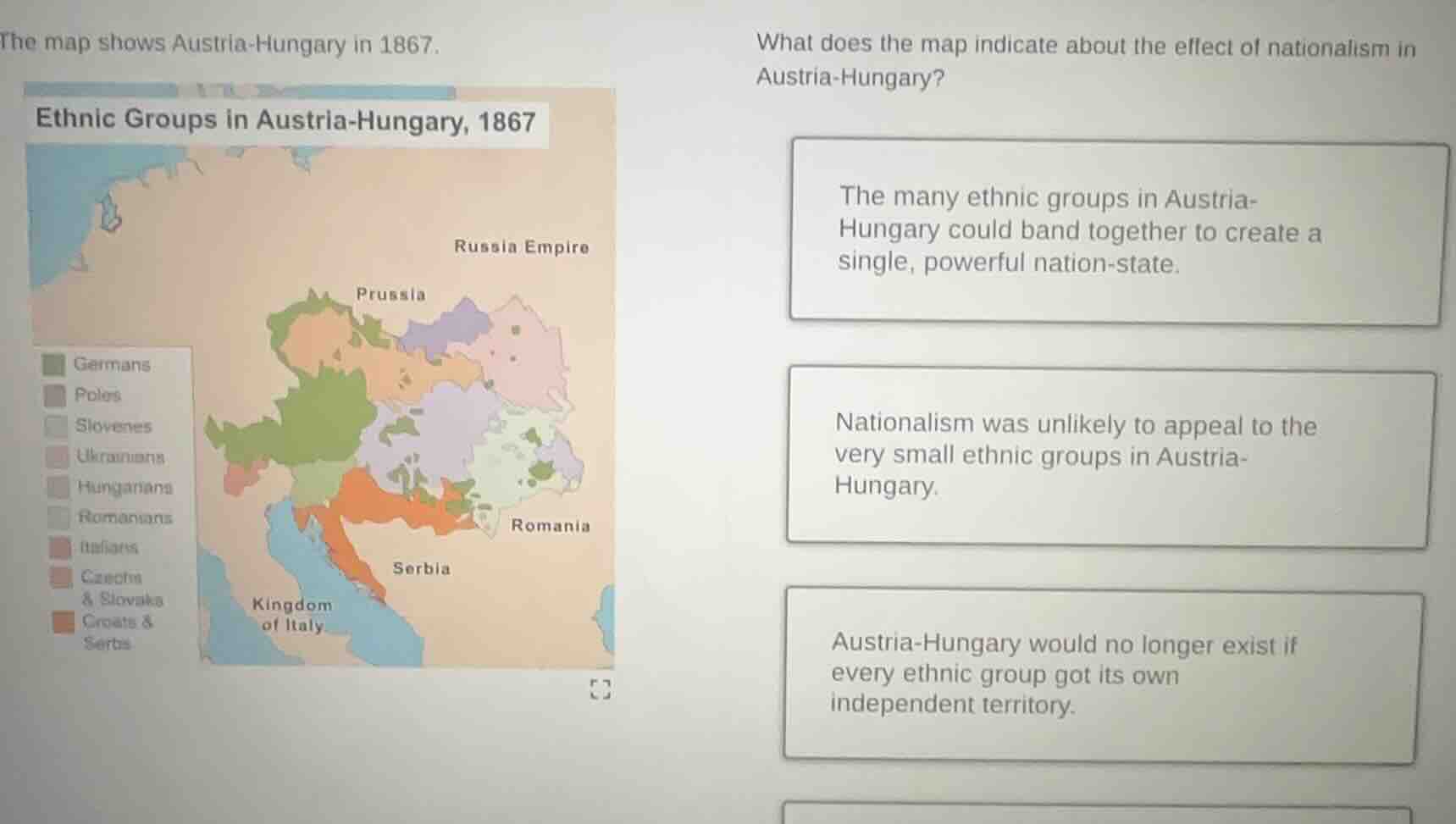 the map shows austria - hungary in 1867. what does the map indicate abo…