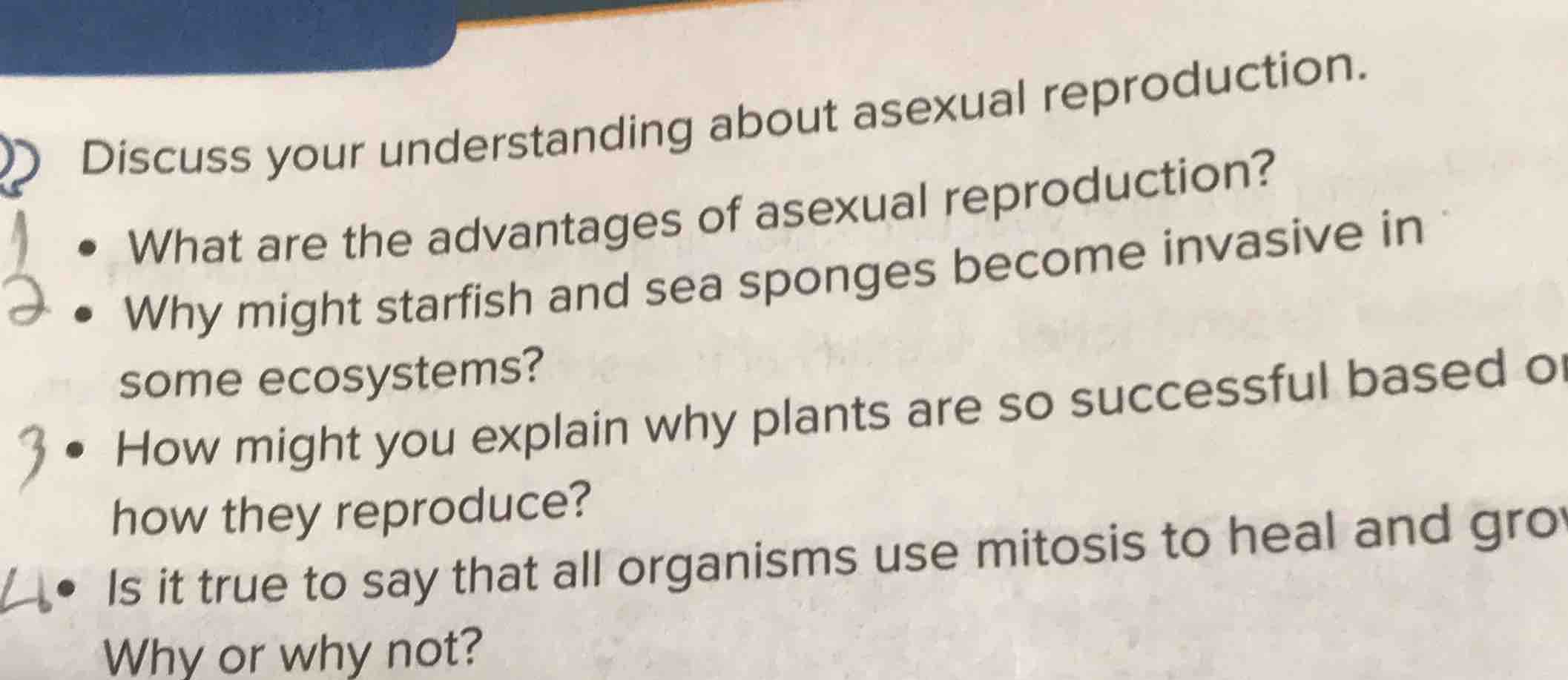 discuss your understanding about asexual reproduction. - what are the a…