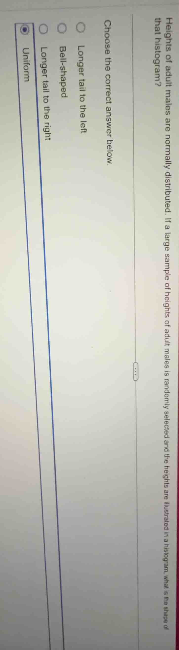 heights of adult males are normally distributed. if a large sample of h…