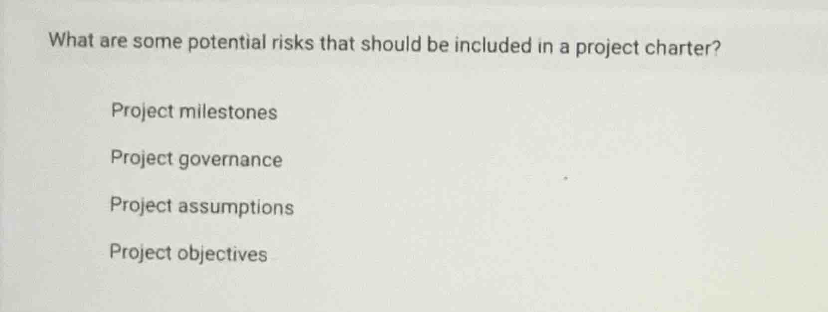 what are some potential risks that should be included in a project char…