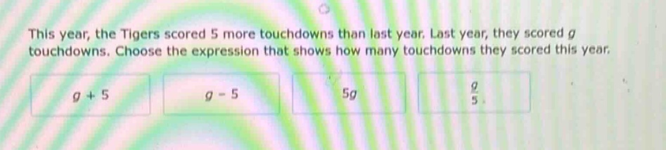 this year, the tigers scored 5 more touchdowns than last year. last yea…