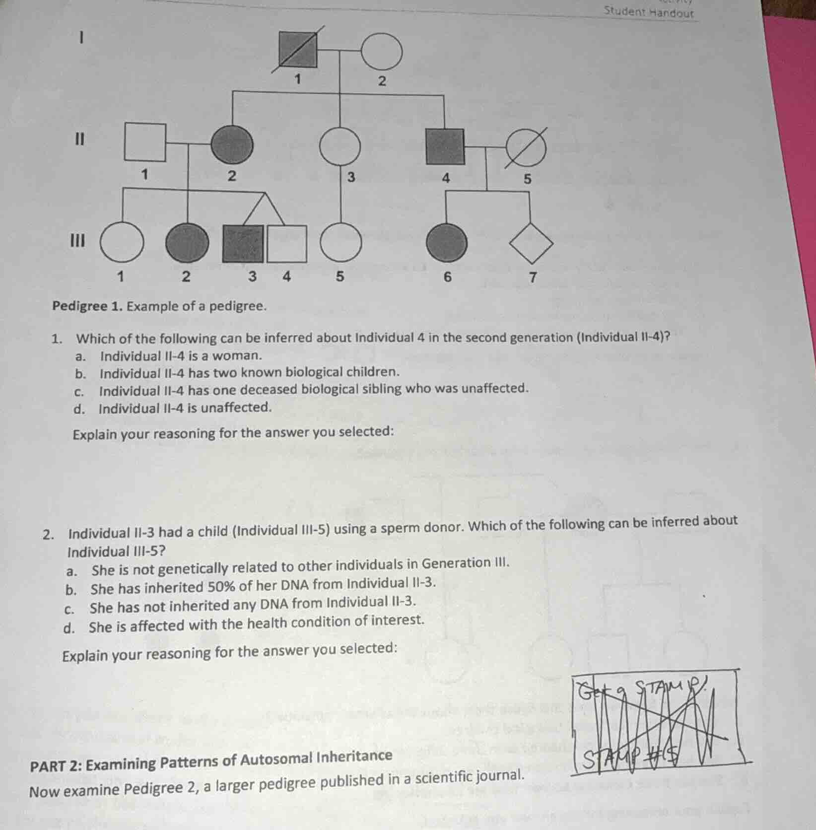pedigree 1. example of a pedigree. 1. which of the following can be inf…