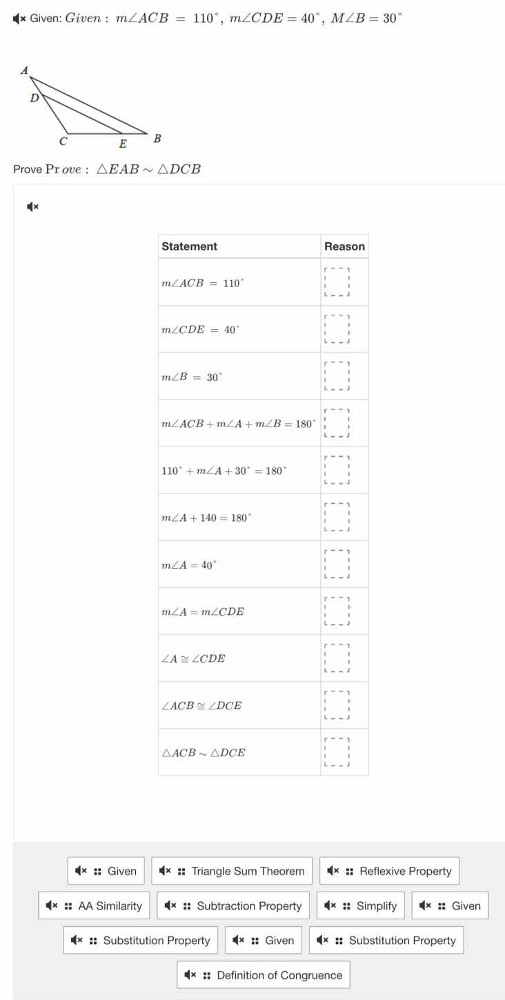 given : ( mangle acb = 110^circ ), ( mangle cde = 40^circ ), ( mangle b…