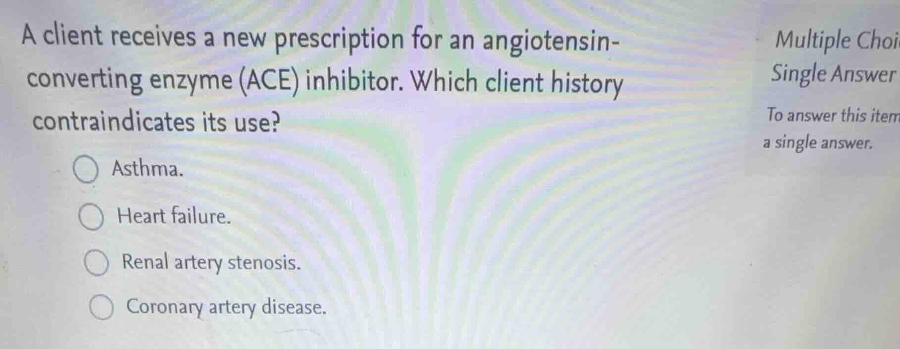 a client receives a new prescription for an angiotensin-converting enzy…