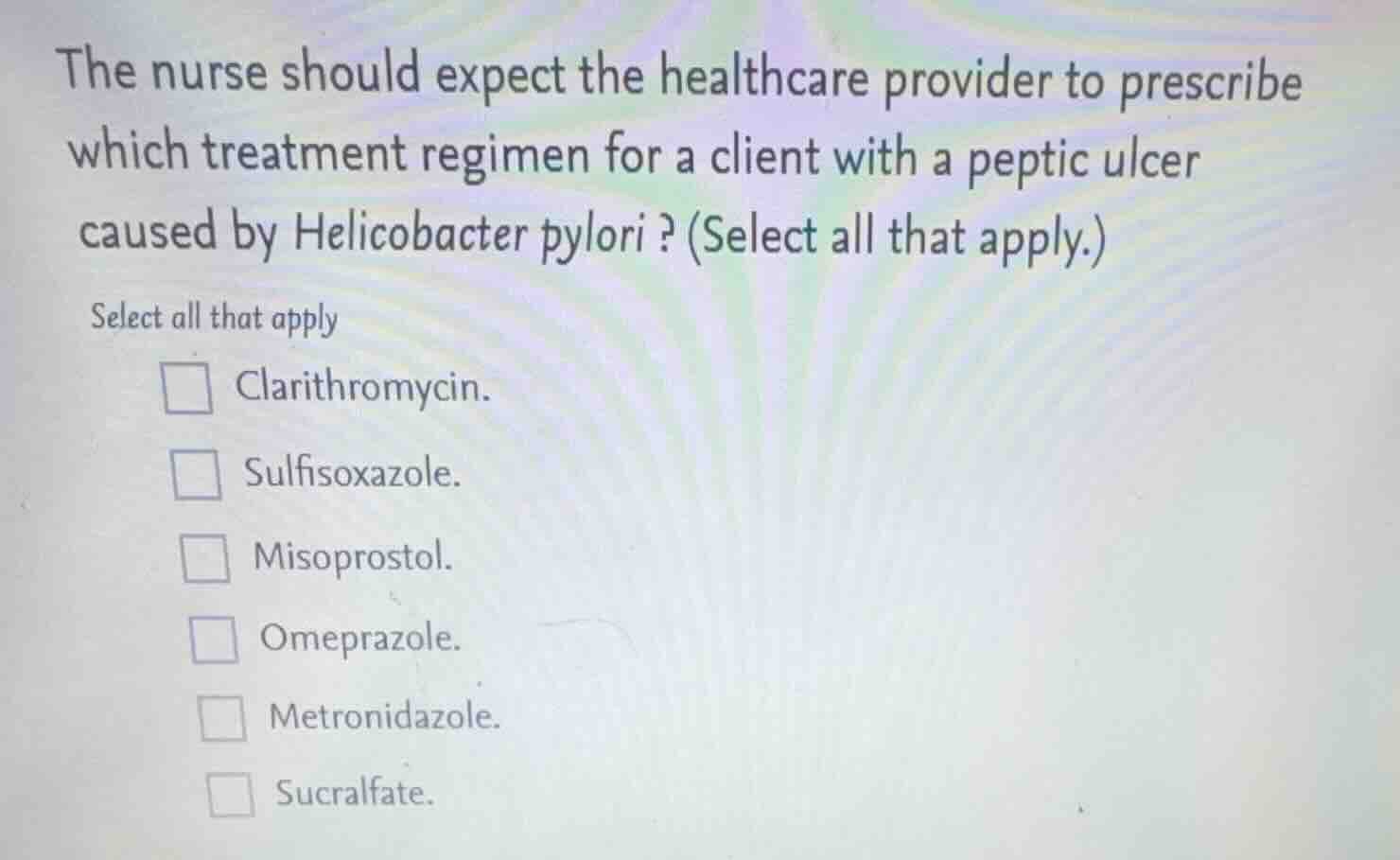 the nurse should expect the healthcare provider to prescribe which trea…