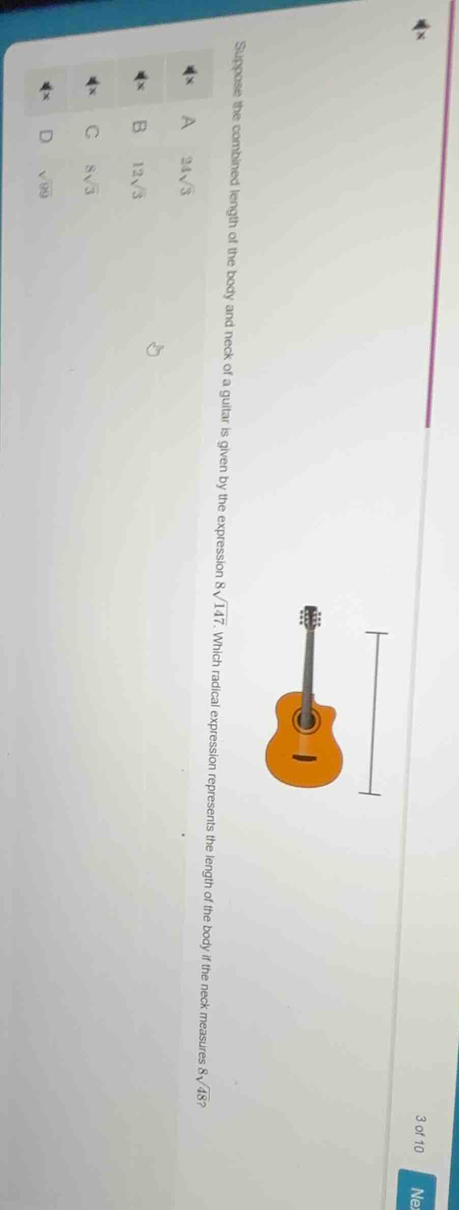 suppose the combined length of the body and neck of a guitar is given b…