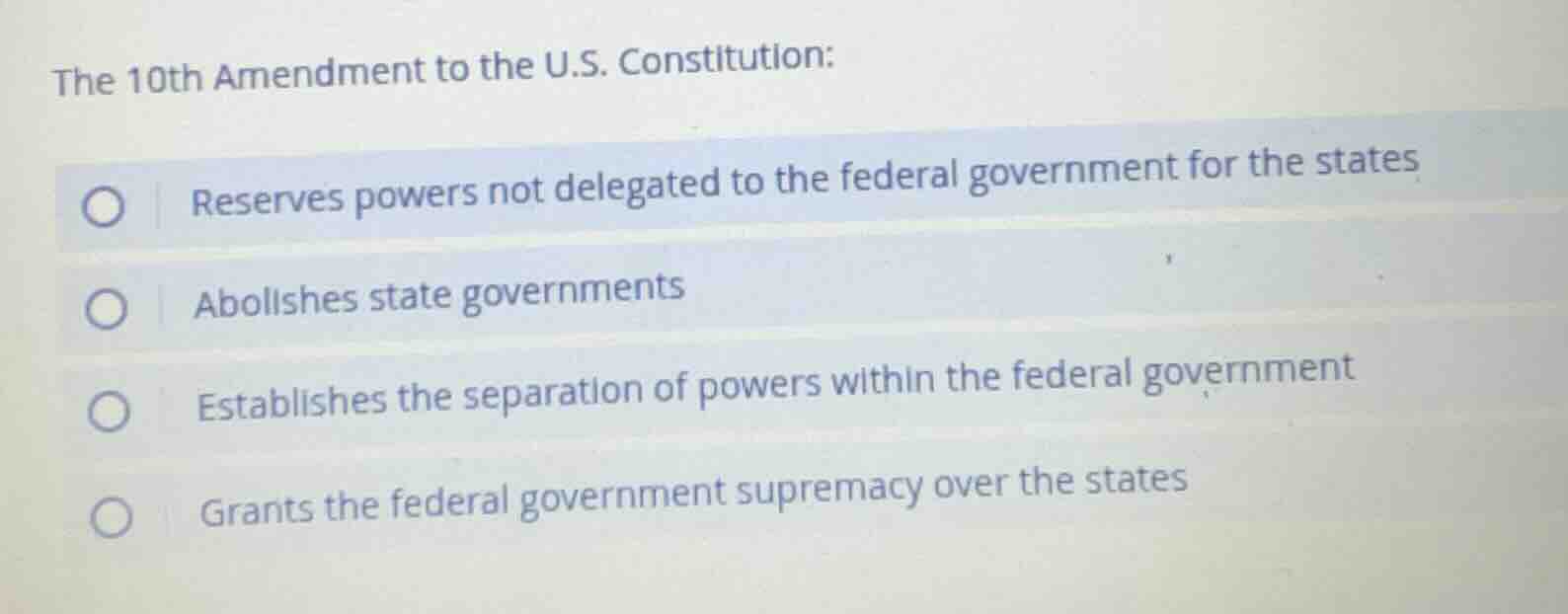 the 10th amendment to the u.s. constitution: reserves powers not delega…