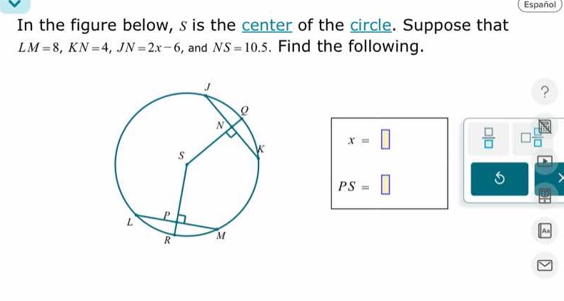 in the figure below, s is the center of the circle. suppose that lm = 8…