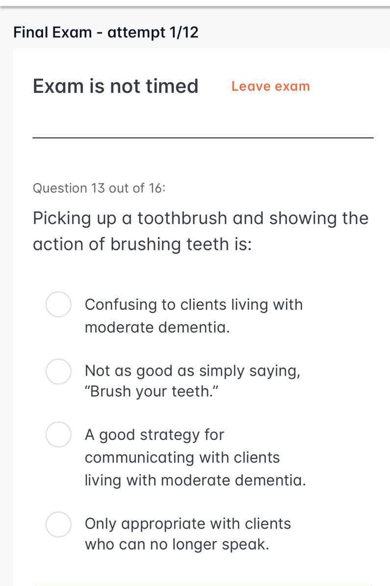 final exam - attempt 1/12 exam is not timed leave exam question 13 out …