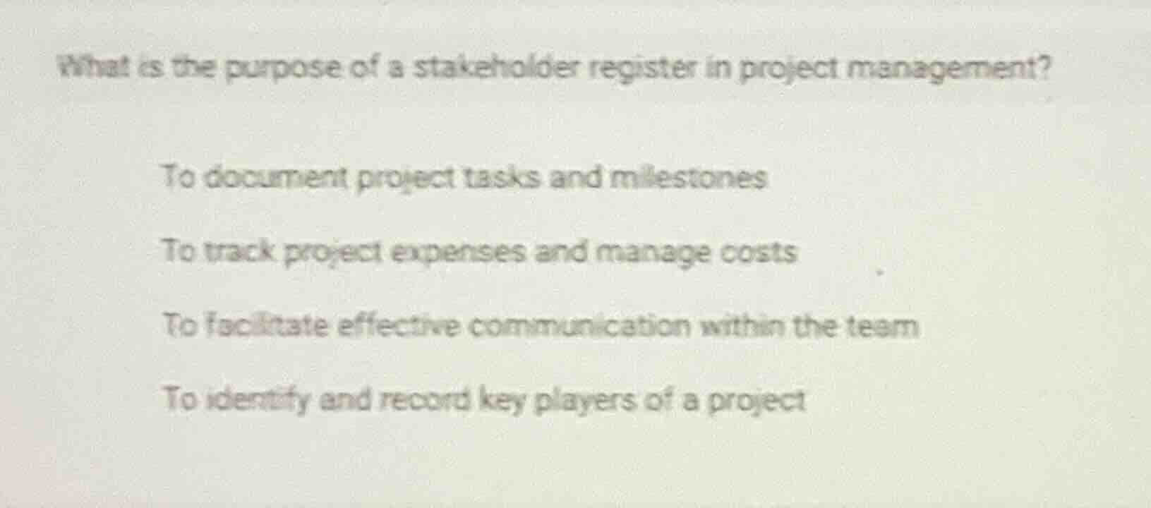 what is the purpose of a stakeholder register in project management? to…