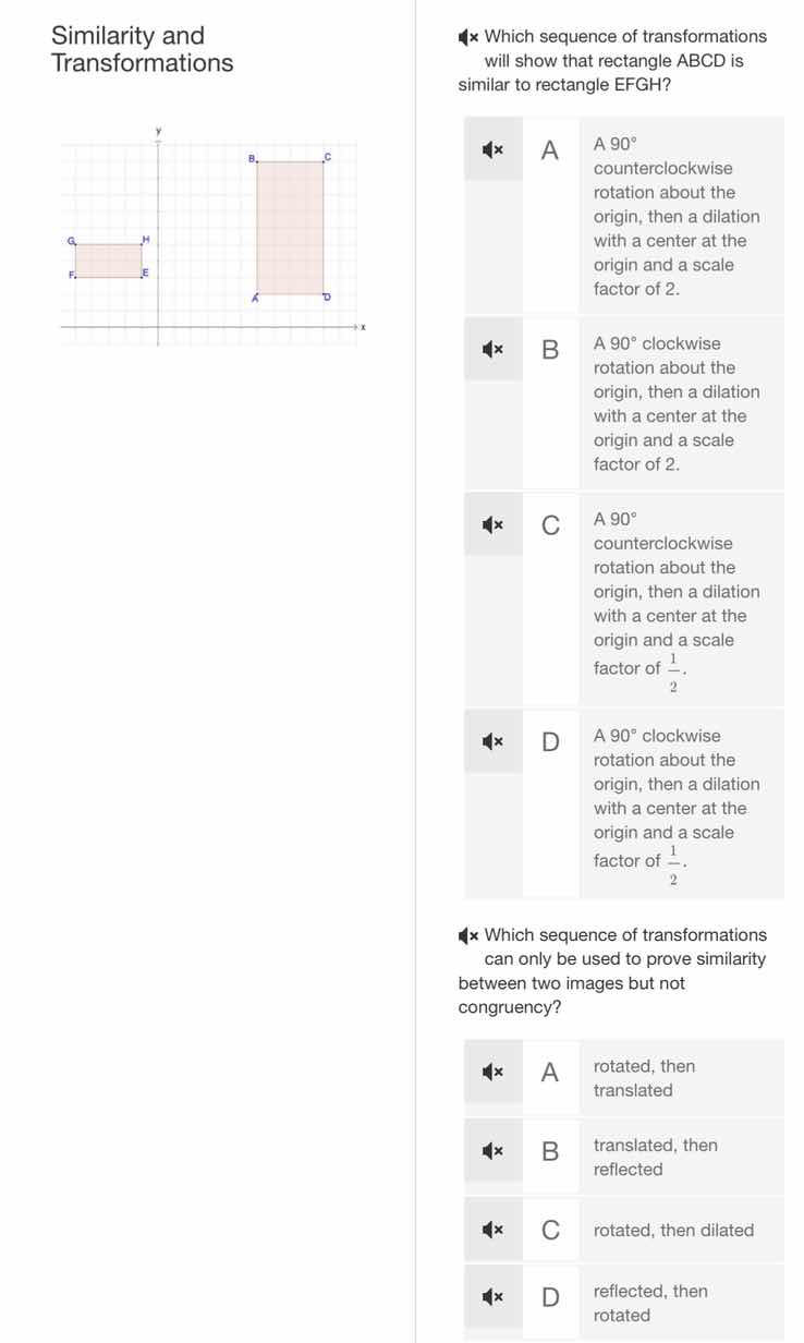 similarity and transformations which sequence of transformations will s…