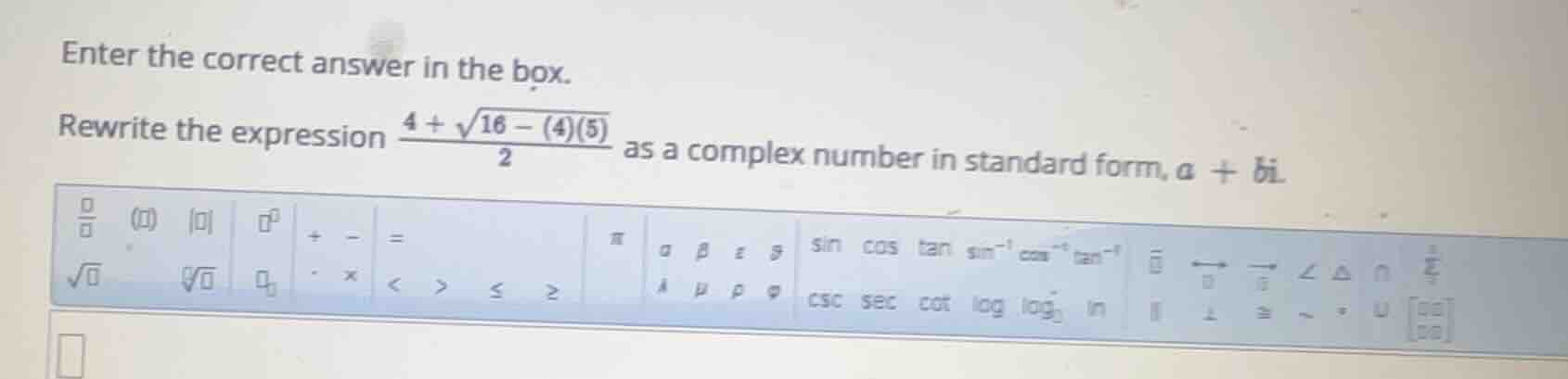 enter the correct answer in the box. rewrite the expression \\(\\frac{4…