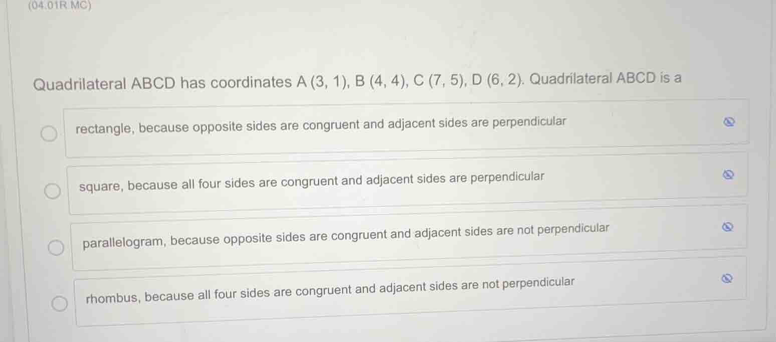 quadrilateral abcd has coordinates a (3, 1), b (4, 4), c (7, 5), d (6, …