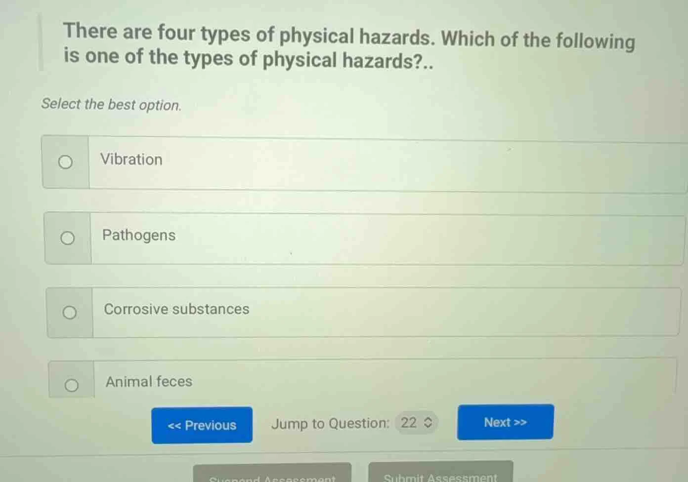 there are four types of physical hazards. which of the following is one…