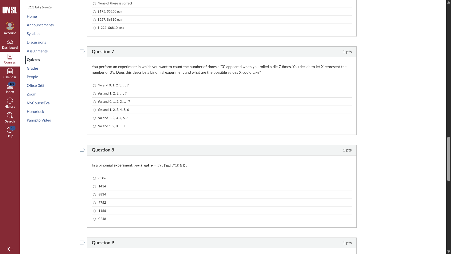 question 7 1 pts you perform an experiment in which you want to count t…