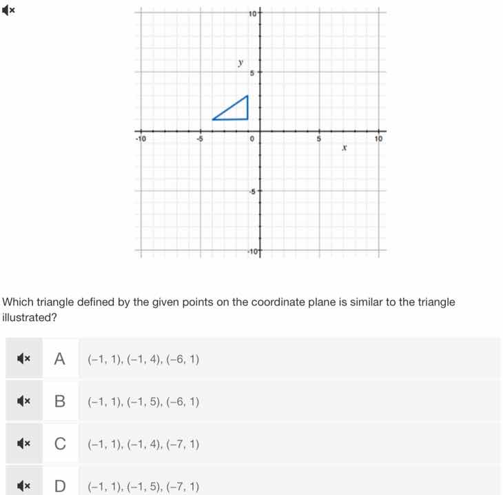 which triangle defined by the given points on the coordinate plane is s…