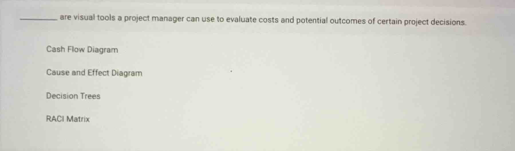 ______ are visual tools a project manager can use to evaluate costs and…