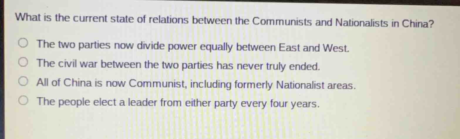 what is the current state of relations between the communists and natio…