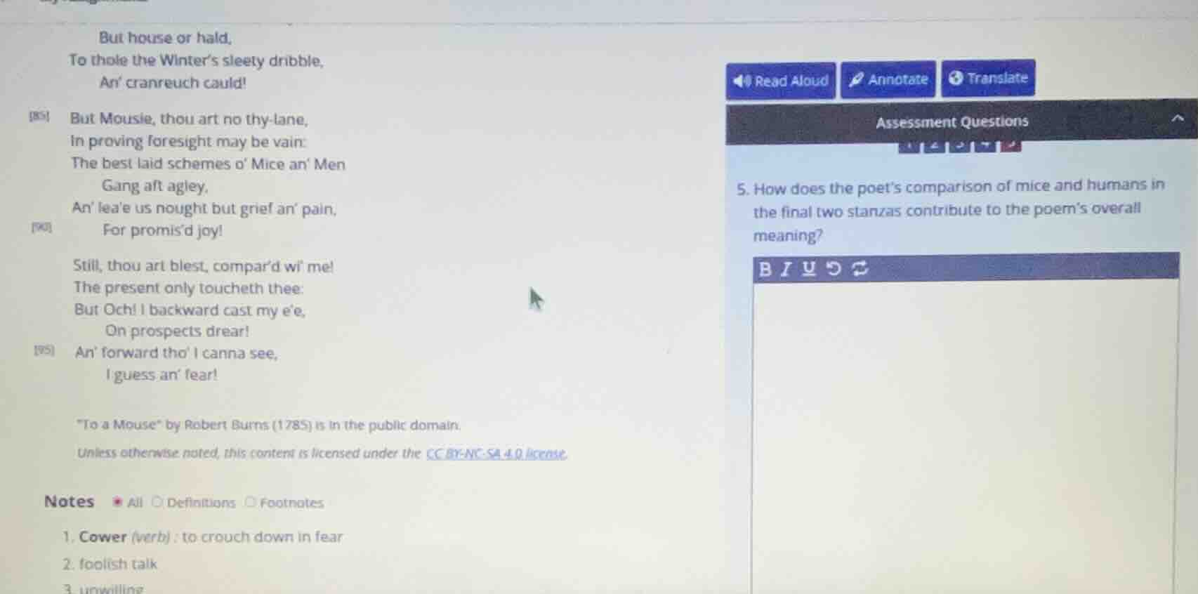 but house or hald, to thole the winter’s sleety dribble, an’ cranreuch …