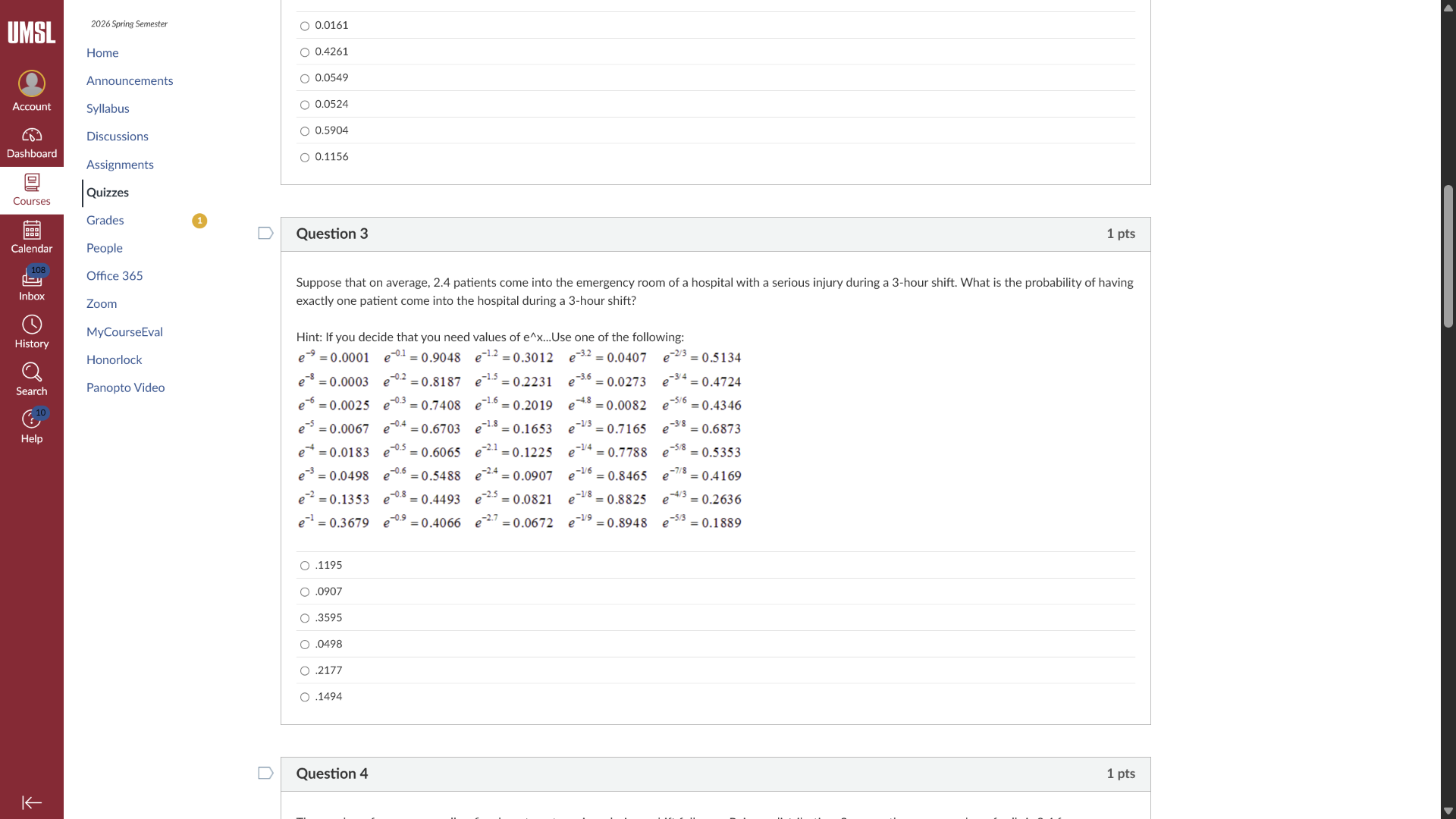 question 3 1 pts suppose that on average, 2.4 patients come into the em…