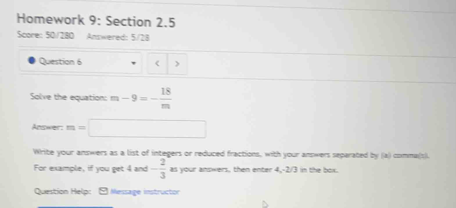 homework 9: section 2.5 score: 50/180 answered: 5/28 question 6 solve t…