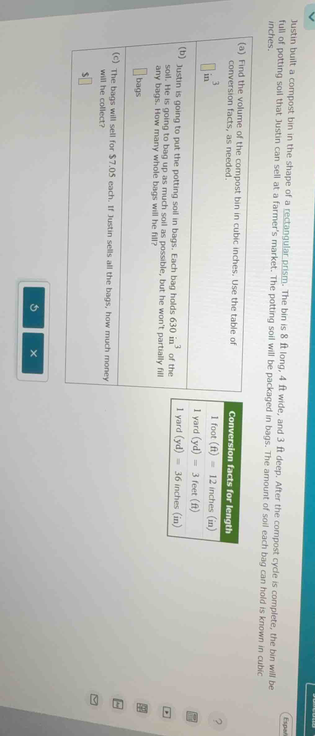 justin built a compost bin in the shape of a rectangular prism. the bin…