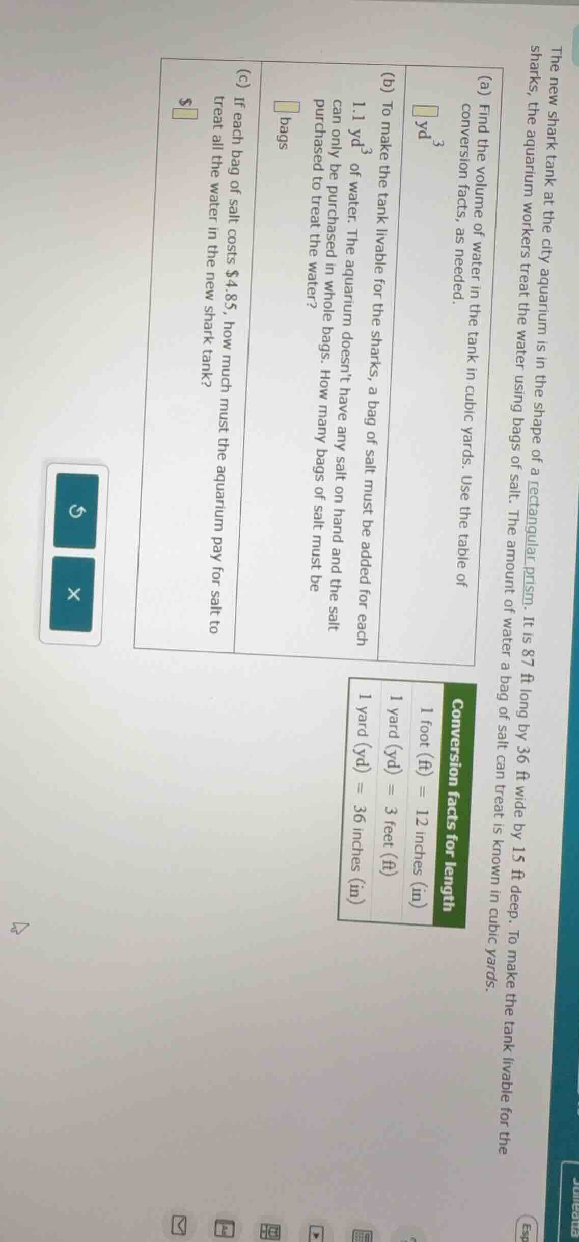 the new shark tank at the city aquarium is in the shape of a rectangula…