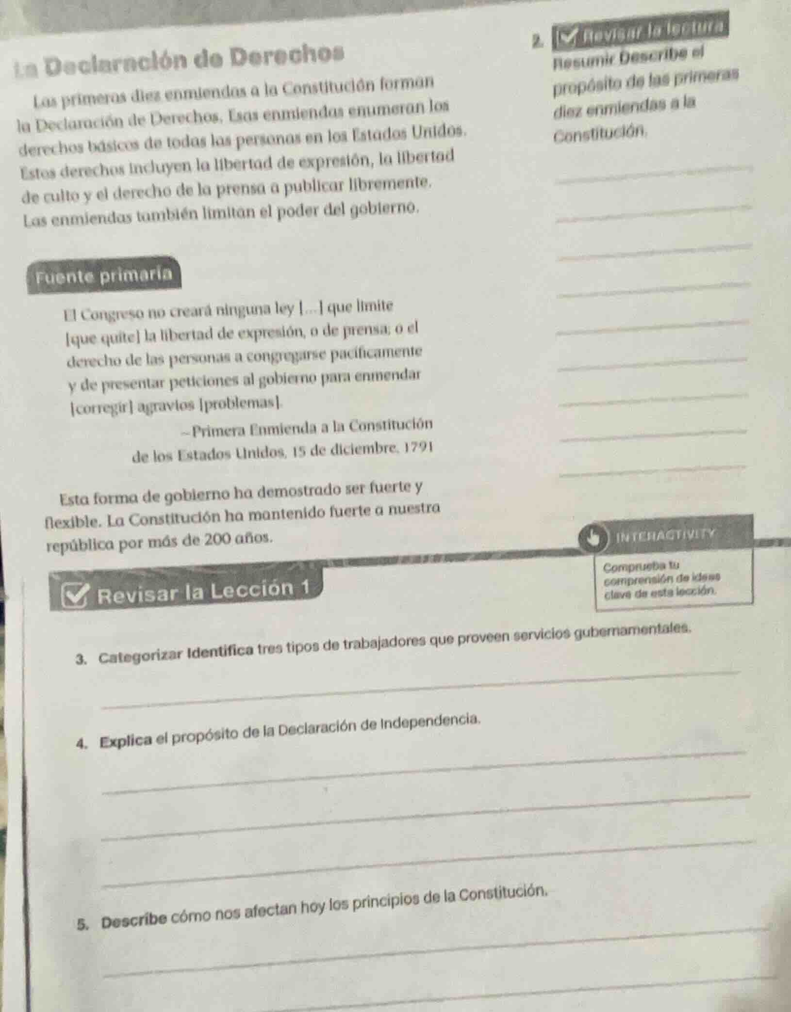 la declaración de derechos las primeras diez enmiendas a la constitució…