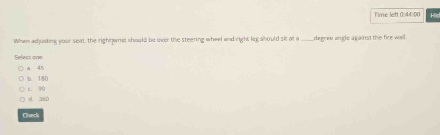 when adjusting your seat, the right wrist should be over the steering w…