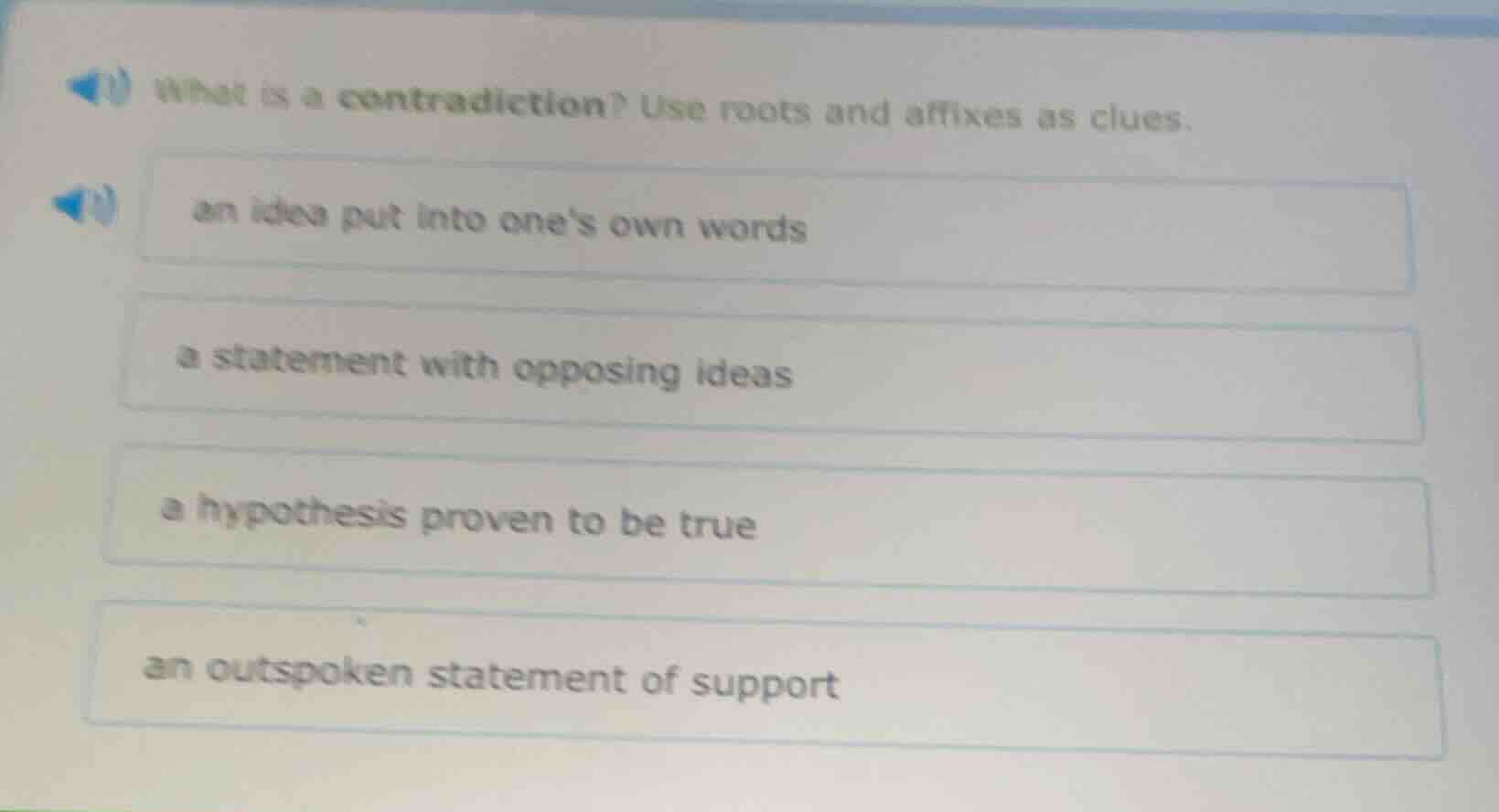 what is a contradiction? use roots and affixes as clues. an idea put in…