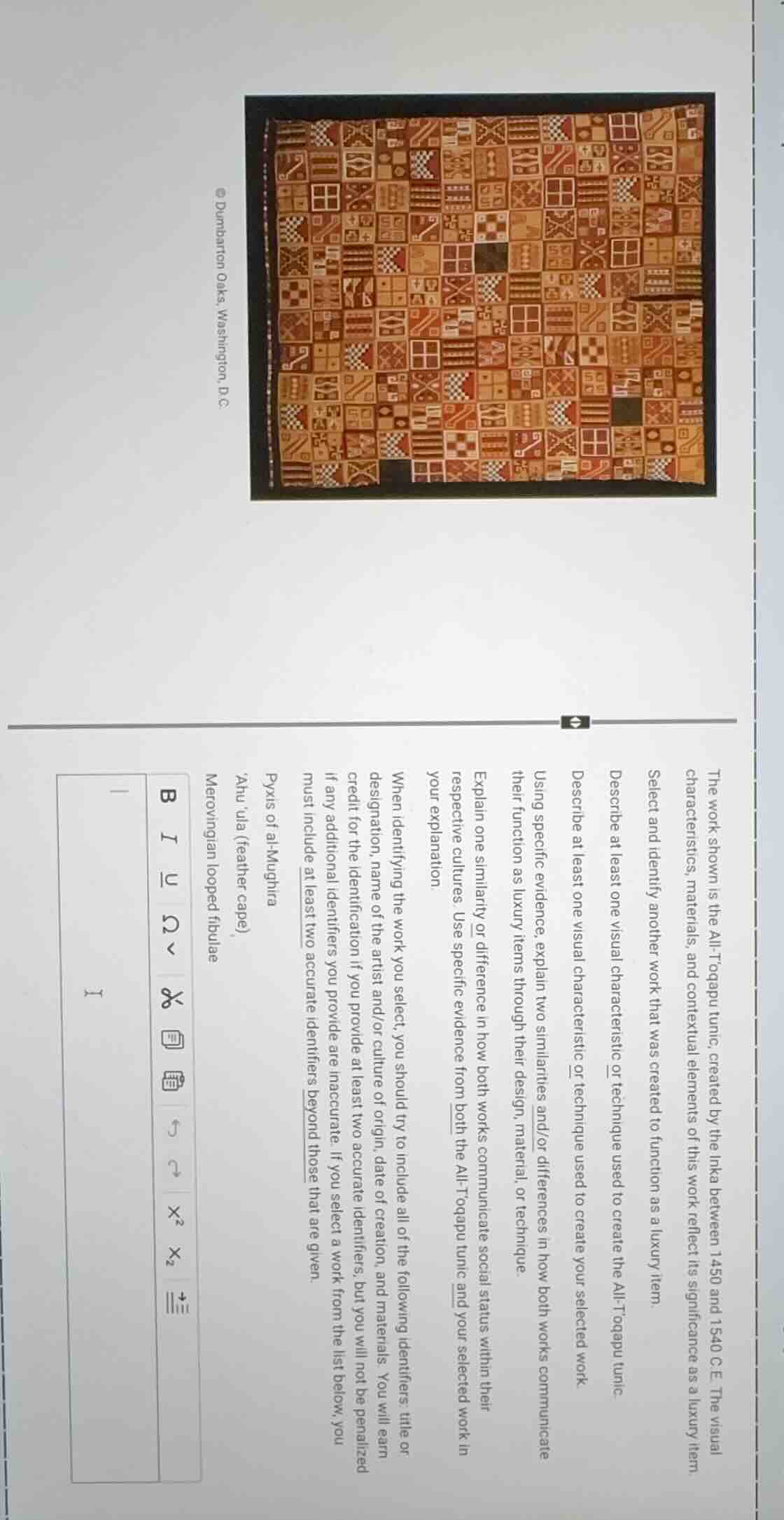 the work shown is the all-toqapu tunic, created by the inka between 145…