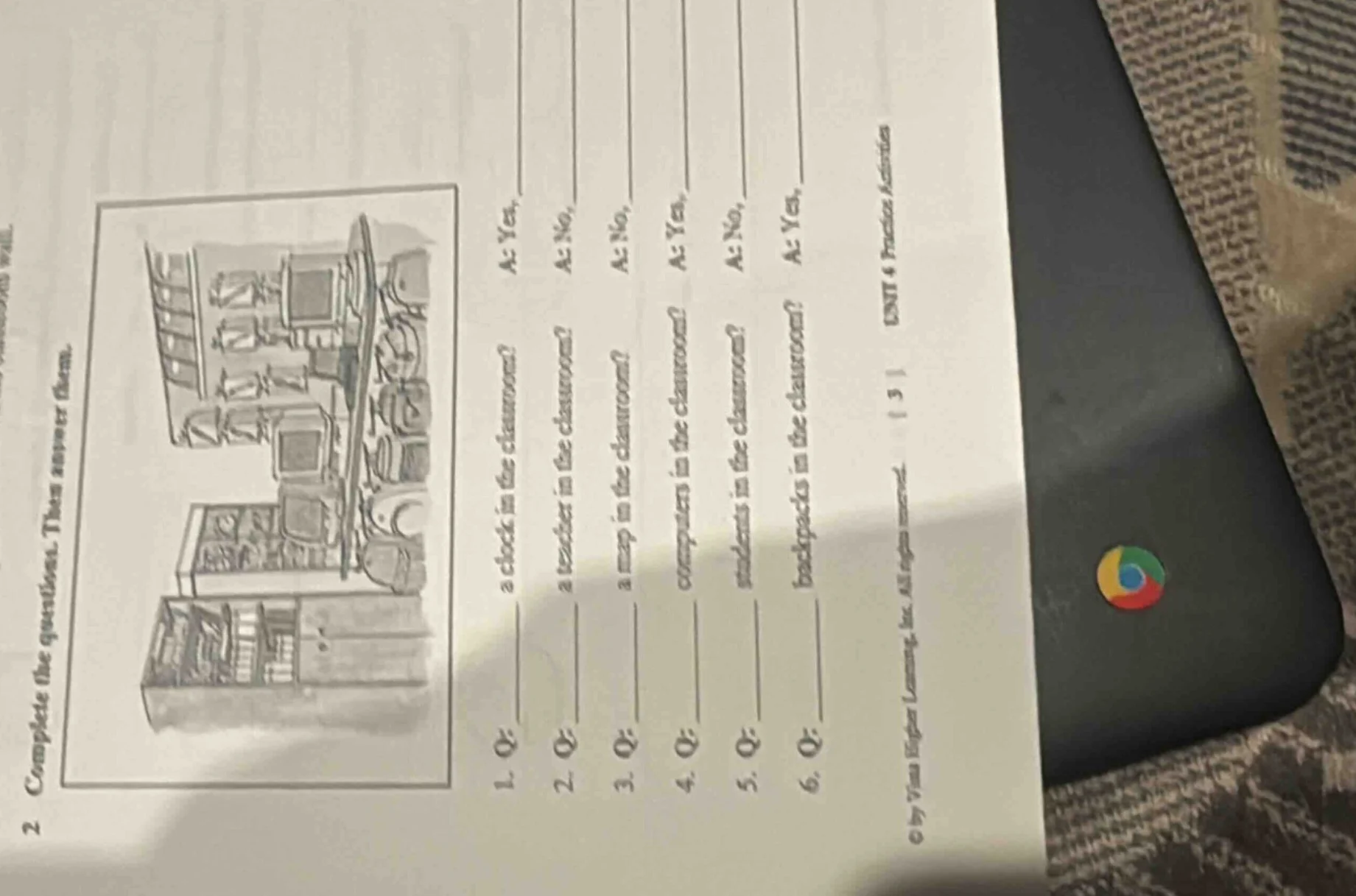 2 complete the questions. then answer them. 1. q: ______ a clock in the…