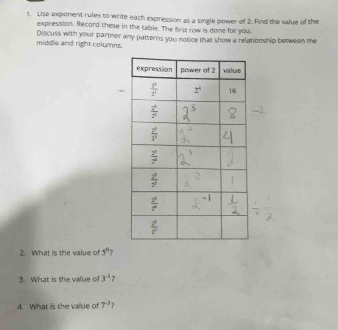 1. use exponent rules to write each expression as a single power of 2. …