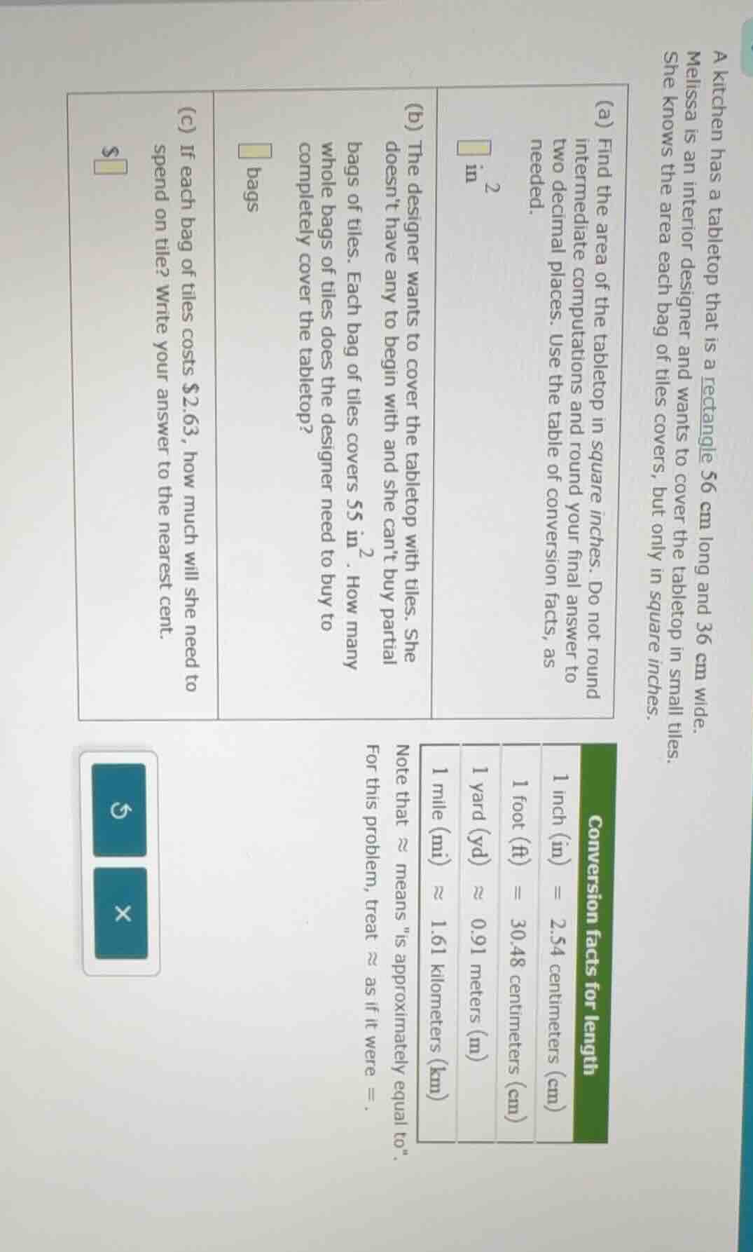 a kitchen has a tabletop that is a rectangle 56 cm long and 36 cm wide.…