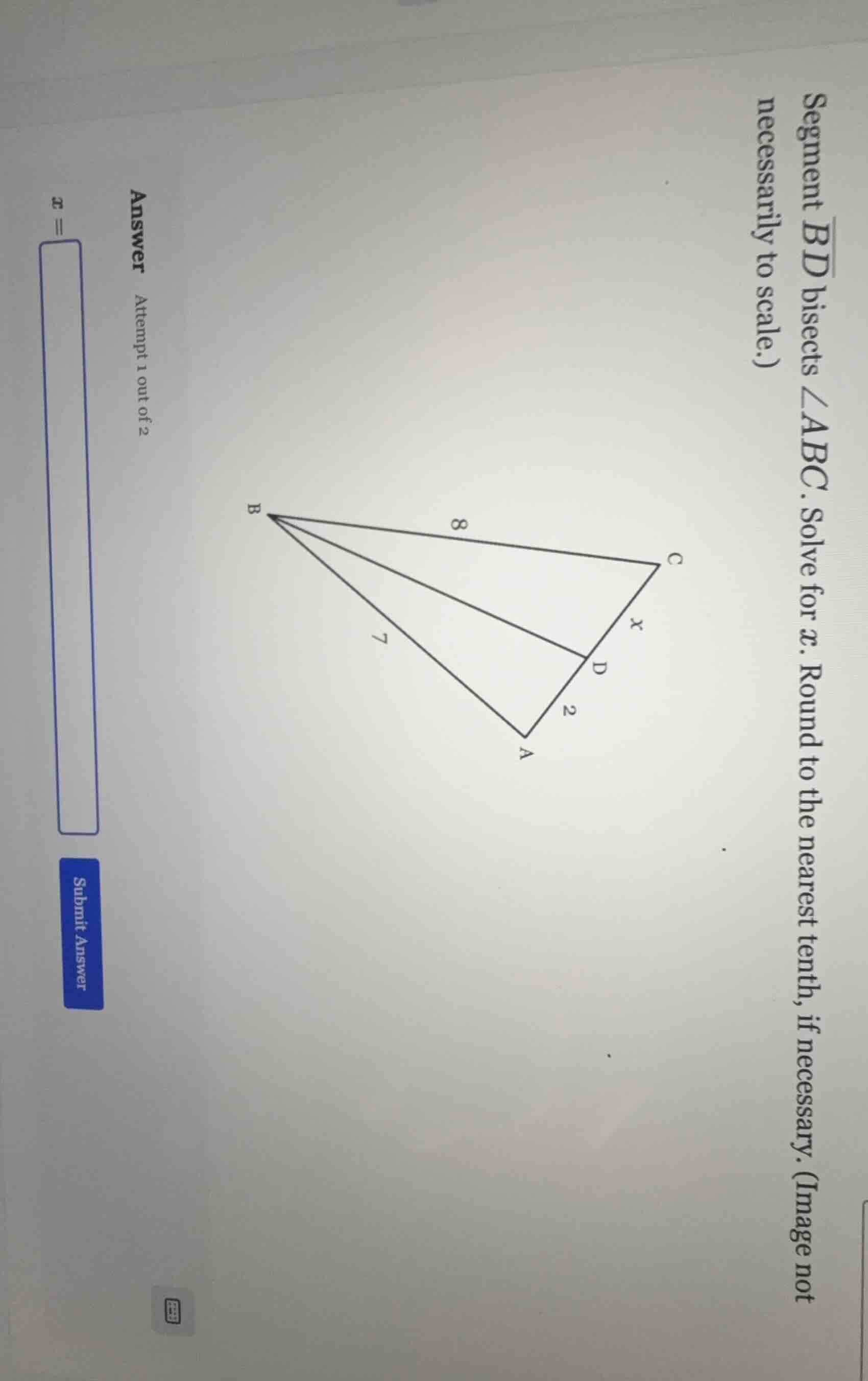 segment \\( \\overline{bd} \\) bisects \\( \\angle abc \\). solve for \…
