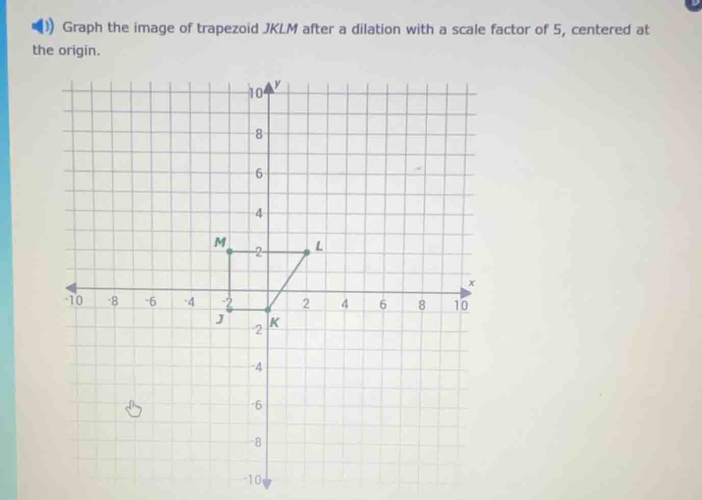 graph the image of trapezoid jklm after a dilation with a scale factor …