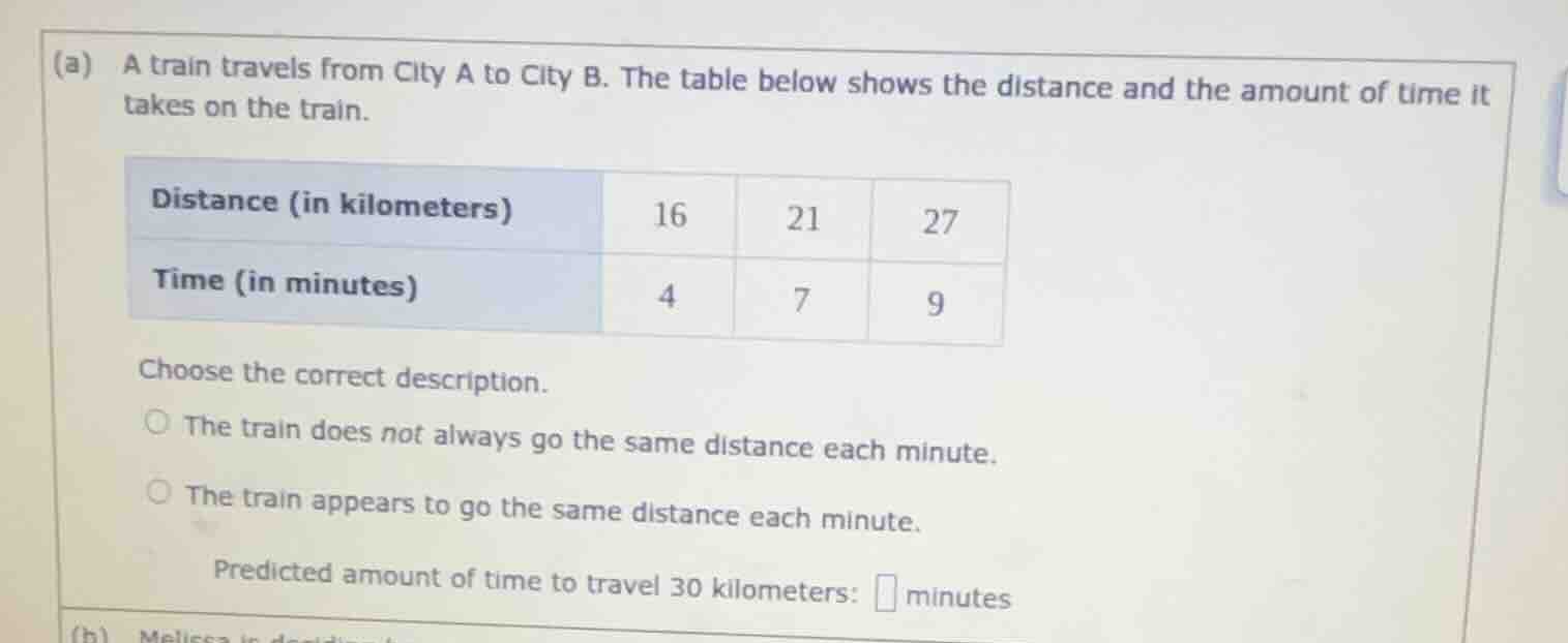 (a) a train travels from city a to city b. the table below shows the di…