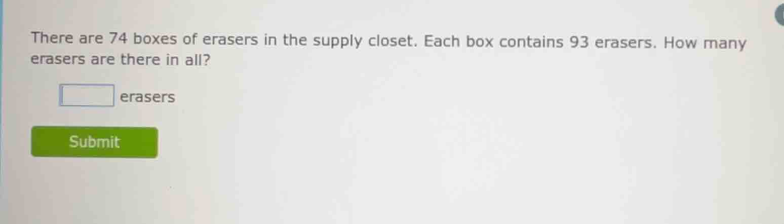 there are 74 boxes of erasers in the supply closet. each box contains 9…