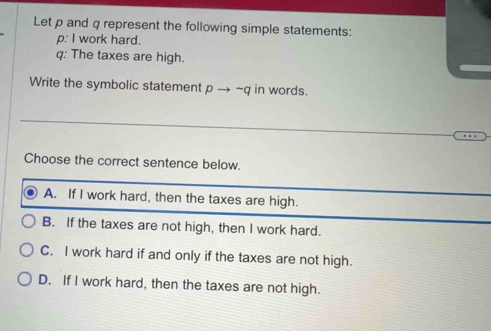 let p and q represent the following simple statements: p: i work hard. …