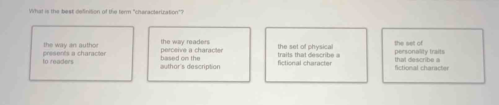 what is the best definition of the term \characterization\? the way an …