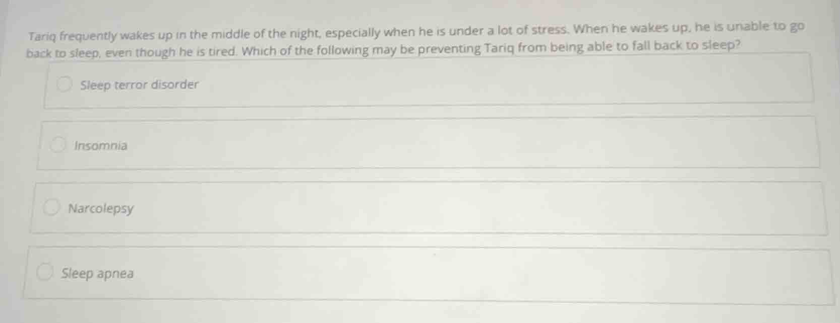tariq frequently wakes up in the middle of the night, especially when h…
