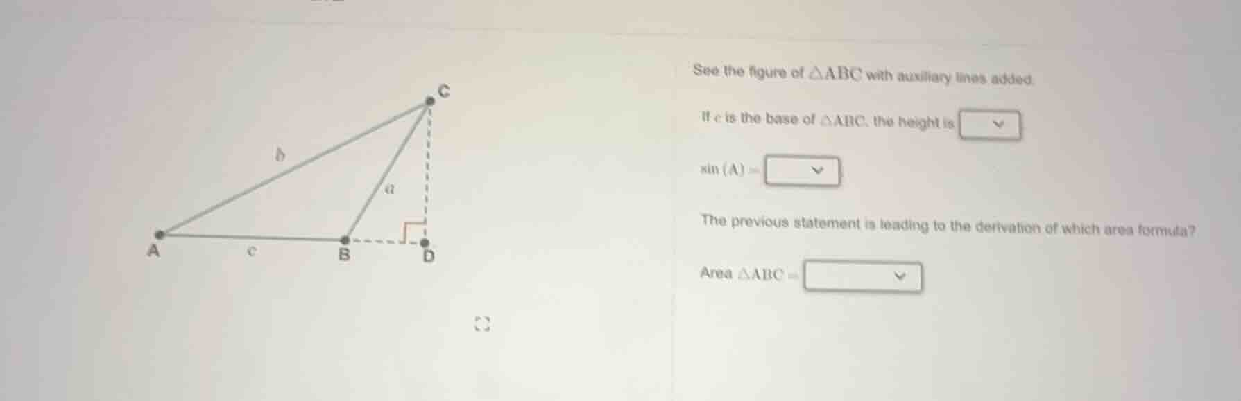 see the figure of $\\triangle abc$ with auxiliary lines added. if $c$ i…