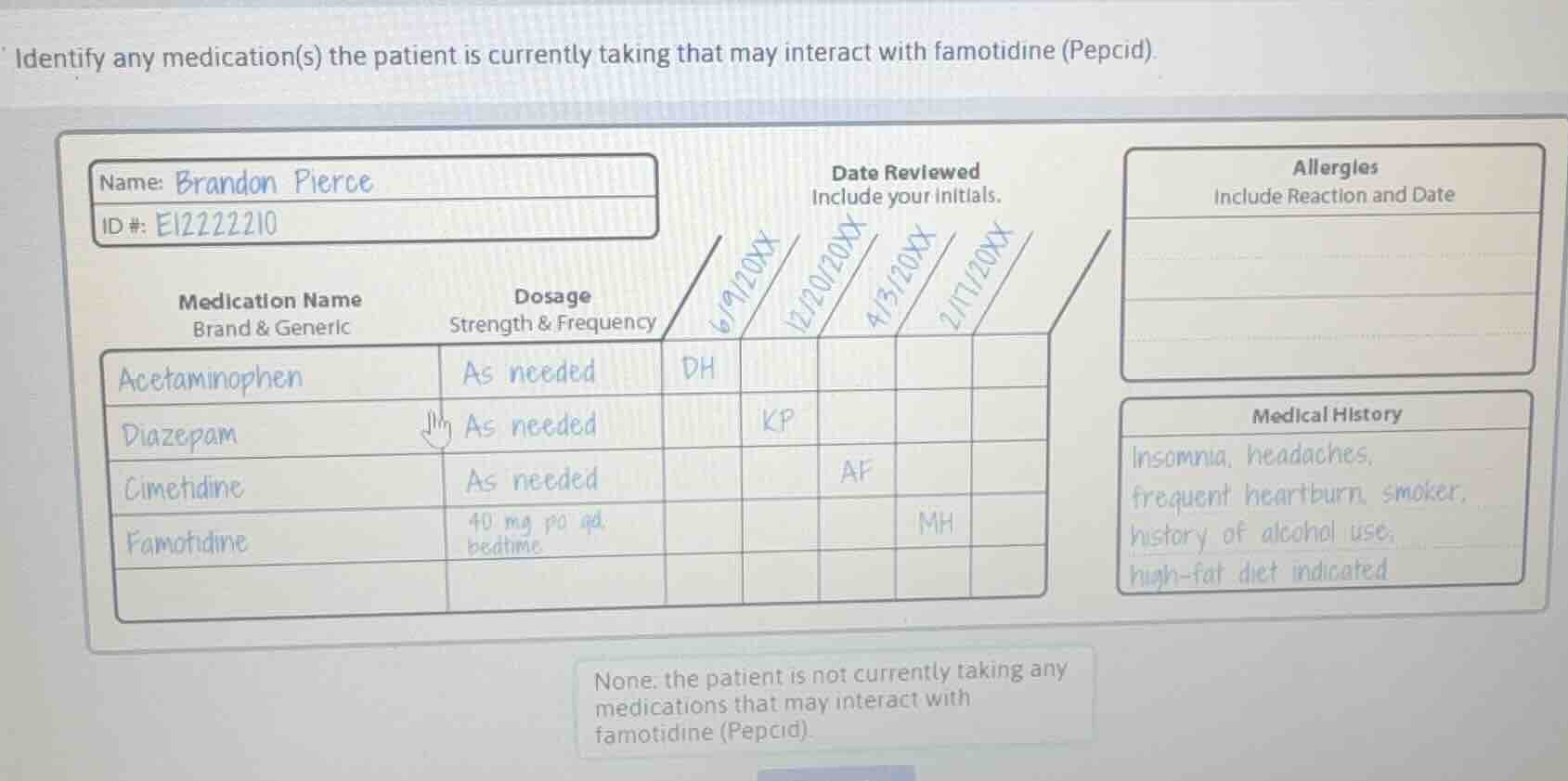 identify any medication(s) the patient is currently taking that may int…