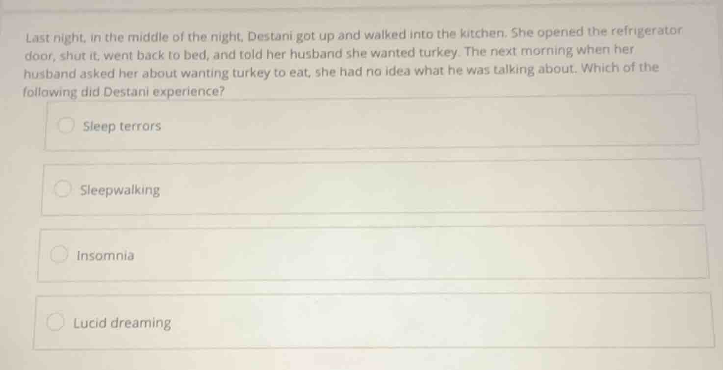 last night, in the middle of the night, destani got up and walked into …
